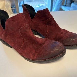 Red suede Born Booties, size 10M